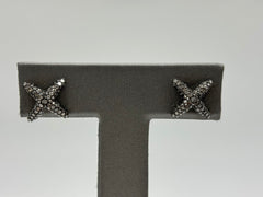 Rarities Sterling Silver Diamond "x" Stud Earrings.