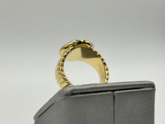 Colleen Lopez Turquoise Cabochon & White Topaz Halo Goldtone Ring, Size 8