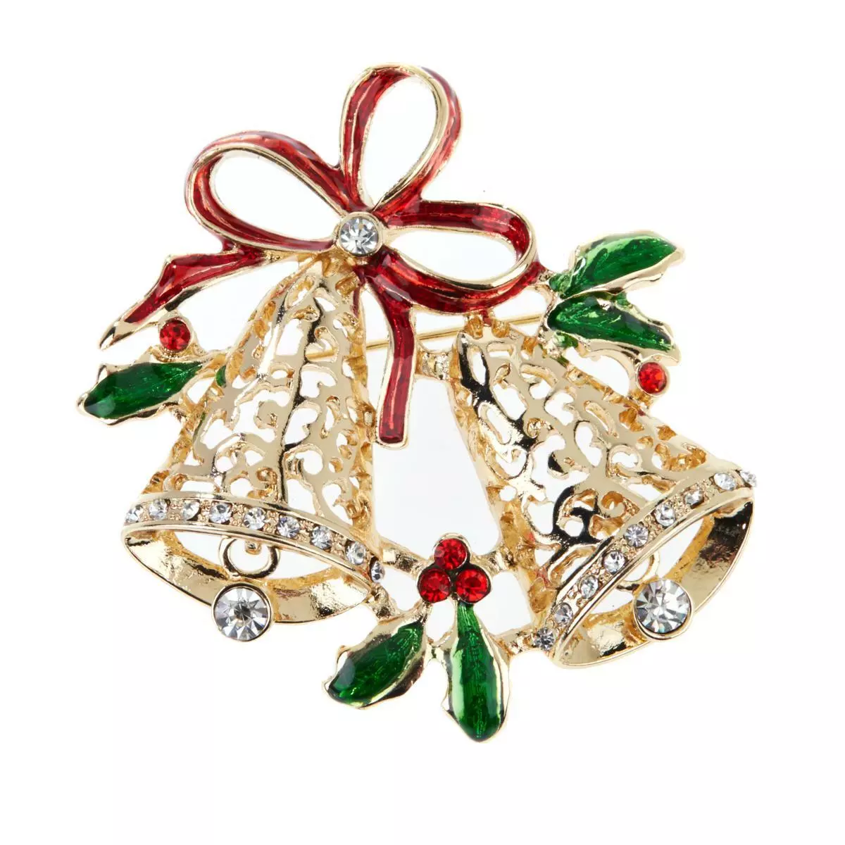R.J. Graziano "Get Gifty" Crystal Accented and Enamel Brooch Bells HSN $40 (Single)