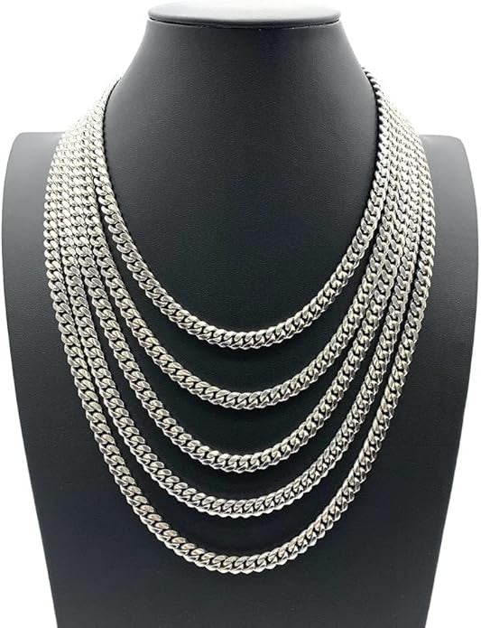 #004 - Sterling Silver Cuban Necklace Chain, 16"