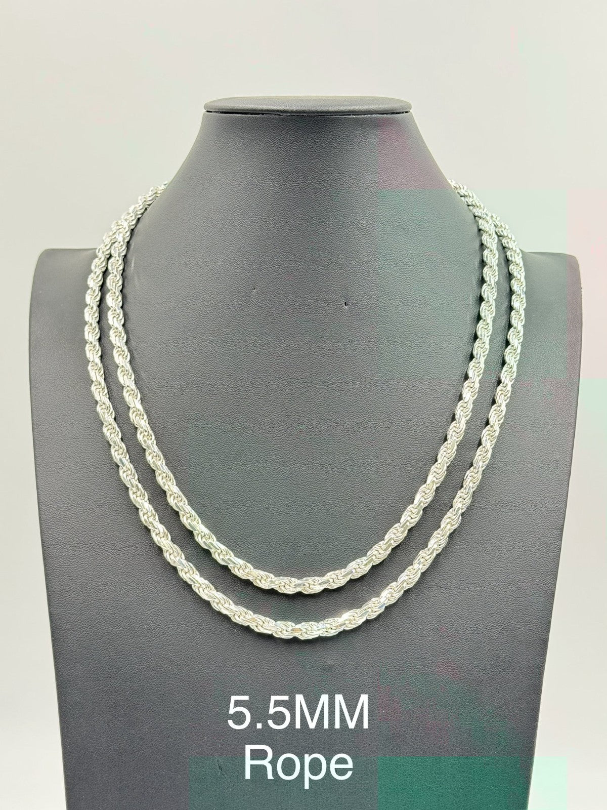 Sterling Silver, 925 Rope Chain Necklace, 24" 5.5mm