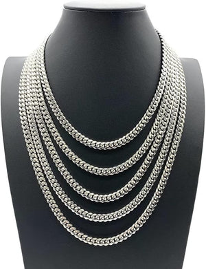 #003 - Sterling Silver Cuban Necklace Chain, 18"