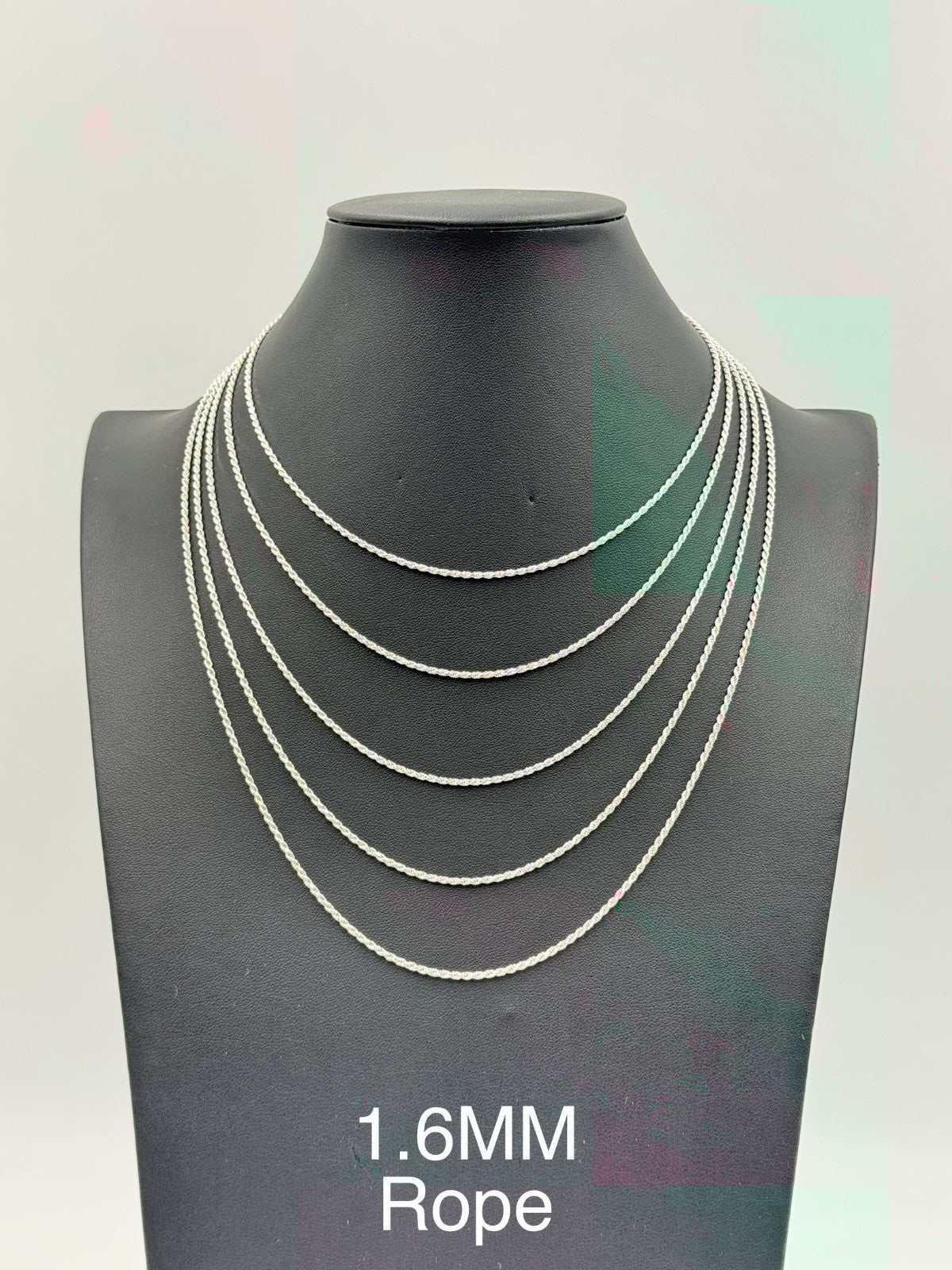 Sterling Silver, 925 Rope Chain Necklace, 24"	1.6mm