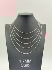 Sterling Silver, 925 Curb Chain Necklace, 20"	1.7mm