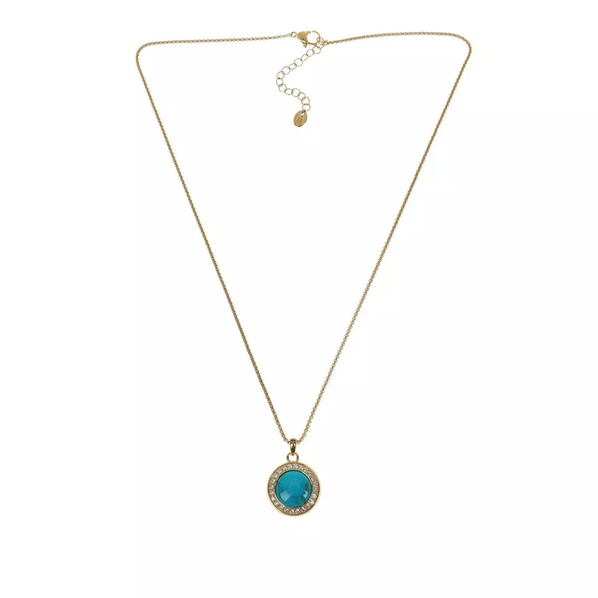 Colleen Lopez Goldtone Turquoise and White Topaz Pendant with 18" Chain (Copy)