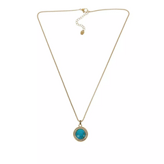 Colleen Lopez Goldtone Turquoise and White Topaz Pendant with 18" Chain (Copy)