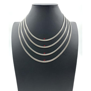 Duhaas Collection Sterling Silver 925 Rhodium Plated Miami Cuban Link Necklace Chain Men's 4mm 16" 18" 20" 22" 24" 26" 28" 30"