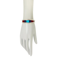 Jay King Sterling Silver Turquoise, Lapis & Red Coral Inlay Cuff Bracelet, 7-1/4"