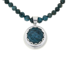 Jay King Sterling Silver Teal Apatite Pendant with Beaded Necklace, 18"