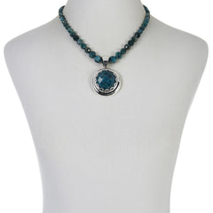 Jay King Sterling Silver Teal Apatite Pendant with Beaded Necklace, 18"
