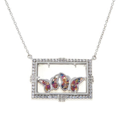 Colleen Lopez Sterling Silver Sapphire Floating Butterfly Double Charm Necklace 18"