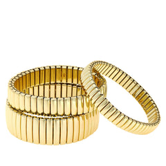 R.J. Graziano Goldtone Steely Glam Tubogas Stretch Bracelet 3piece Set, 6-3/4"