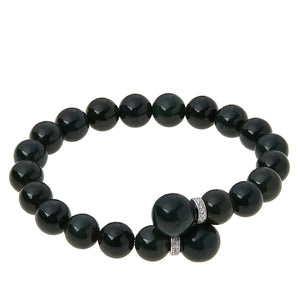 Jade of Yesteryear Nephrite Jade Beaded Bypass Bracelet