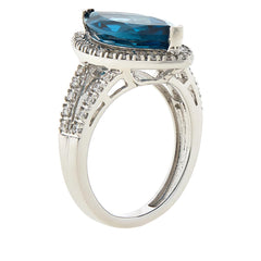 Colleen Lopez Sterling Silver Marquise London Blue Topaz & White Zircon Ring, Size 6