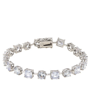Absolute Sterling Silver Square/Round Tennis Bracelet, 6-1/4"