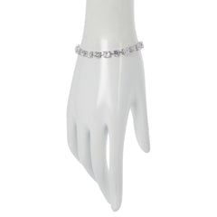 Absolute Sterling Silver Square/Round Tennis Bracelet, 6-1/4"