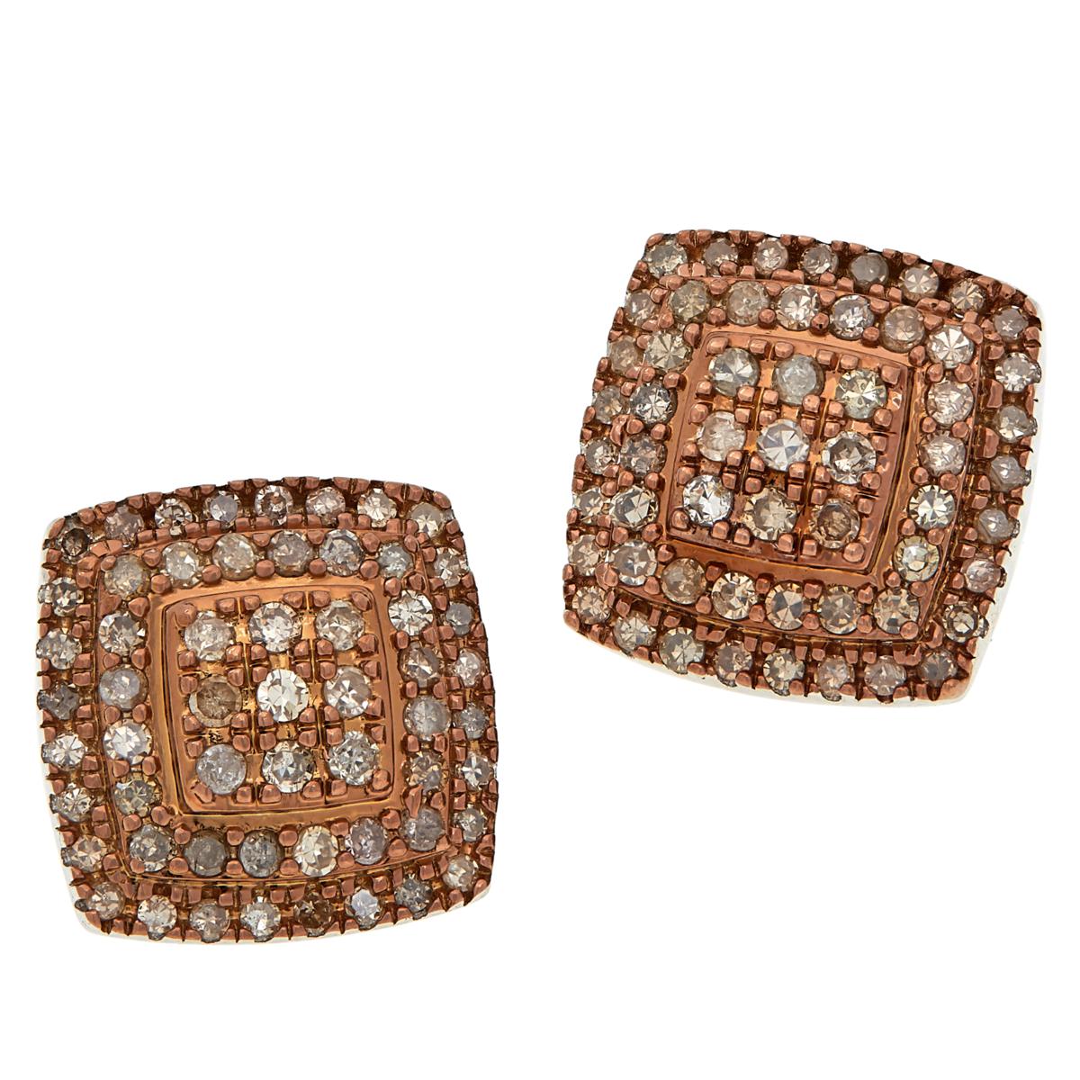 Colleen Lopez Sterling Silver Roseclad Collection Pavé Diamond Cushion Stud Earrings