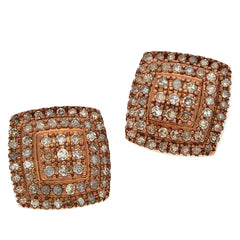 Colleen Lopez Sterling Silver Roseclad Collection Pavé Diamond Cushion Stud Earrings