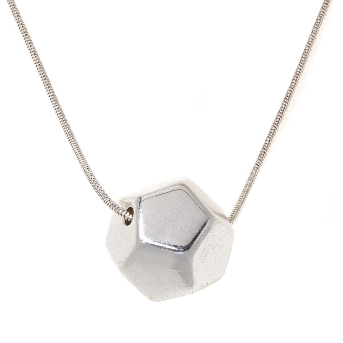 MarlaWynne Silvertone Octagon Ball Drop Necklace, 36"