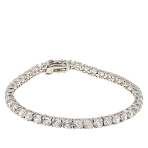 Absolute Sterling Silver 100-Facet Round 4mm Tennis Bracelet, 7-1/4"