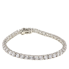 Absolute Sterling Silver 100-Facet Round 4mm Tennis Bracelet, 7-1/4"