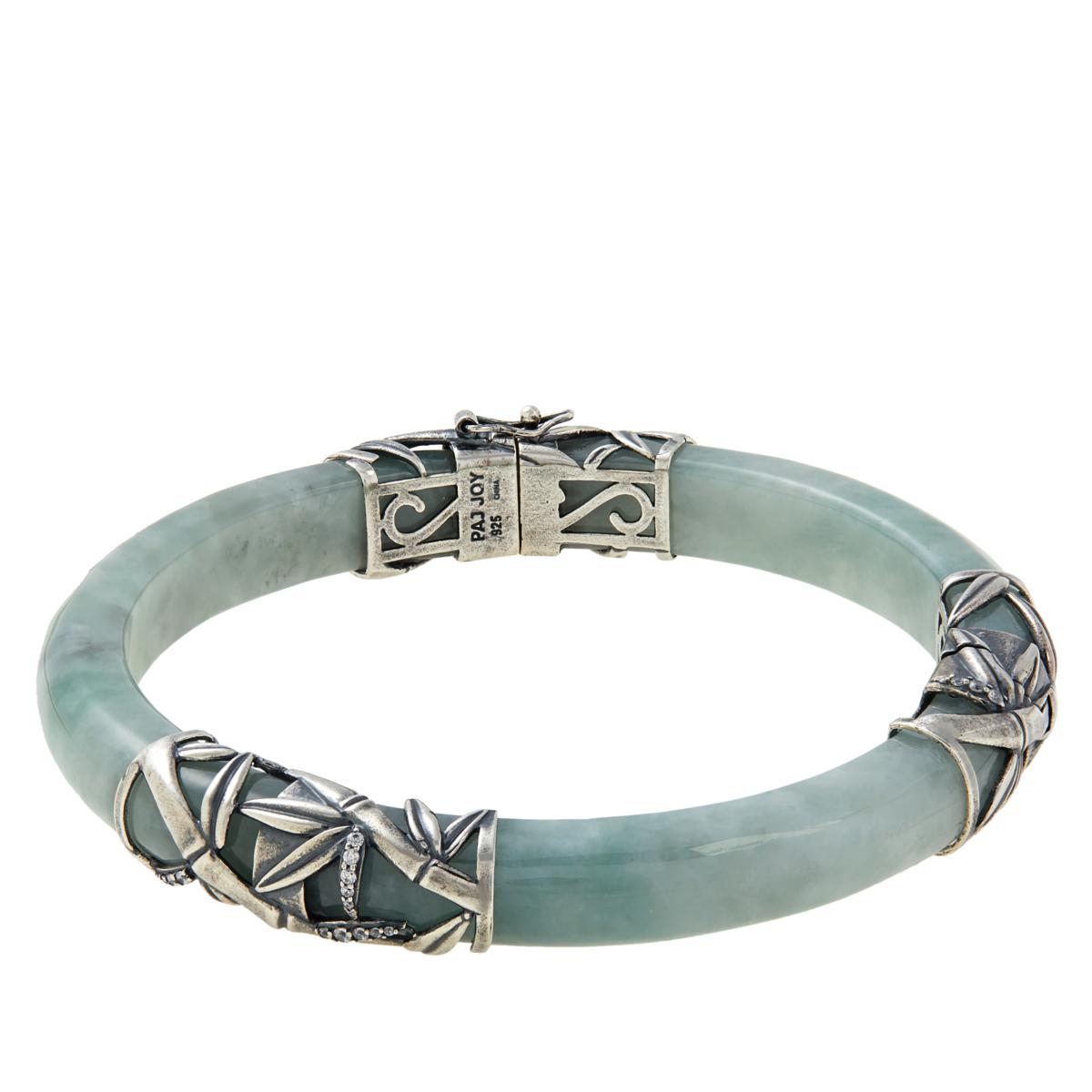 Jade of Yesteryear Sterling Silver Bamboo Design Bangle Bracelet, 7-1/4"
