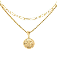 Bellezza Bronze Paperclip & Rope  "Bee" Pendant Necklaces, 18"/20"