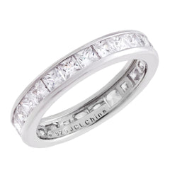 Absolute Sterling Silver Cubic Zirconia Princess Channel Eternity Ring, Size 8