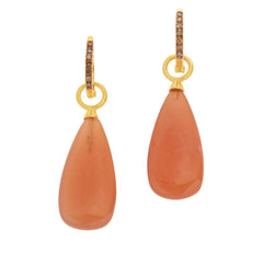 Rarities Sterling Silver Goldclad Diamond-Accented Peach Moonstone Drop Earrings