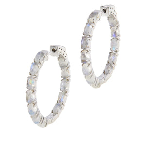 Colleen Lopez Sterling Silver Inside/Outside Moonstone Hoop Earrings