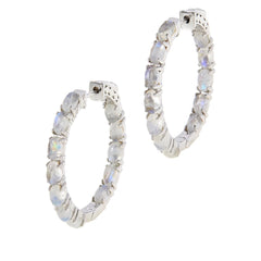Colleen Lopez Sterling Silver Inside/Outside Moonstone Hoop Earrings