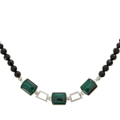 Jay King Sterling Silver Malachite & Chalcedony Reversible Necklace. 18"