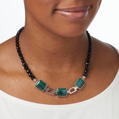 Jay King Sterling Silver Malachite & Chalcedony Reversible Necklace. 18"