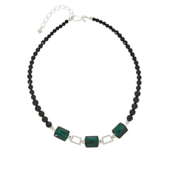 Jay King Sterling Silver Malachite & Chalcedony Reversible Necklace. 18"