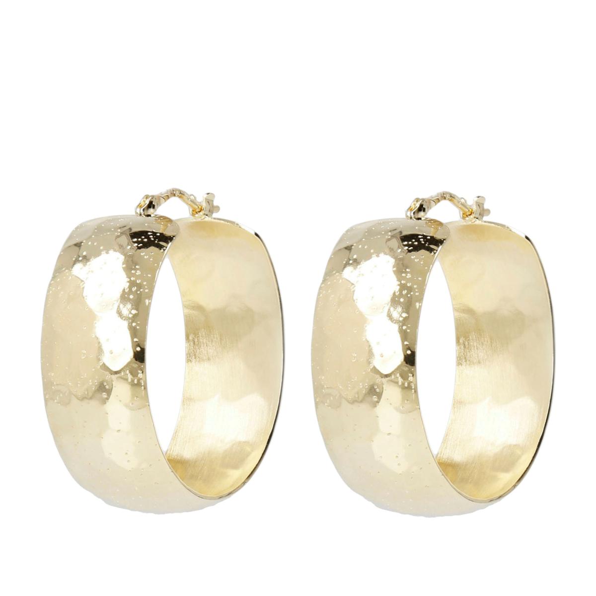 Bellezza Bronze Stardust Finish Hammered Hoop Earrings, 1-1/4"