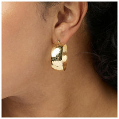 Bellezza Bronze Stardust Finish Hammered Hoop Earrings, 1-1/4"