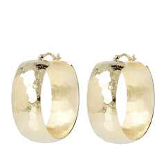 Bellezza Bronze Stardust Finish Hammered Hoop Earrings, 1-1/4"