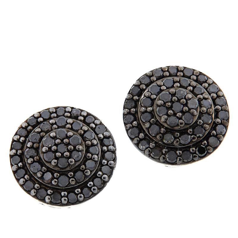 Colleen Lopez Sterling Silver 1/2CT Black Diamond Pave Stud Earrings