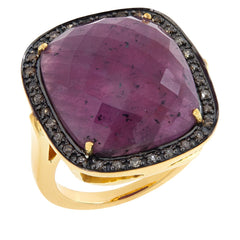 Rarities Sterling Silver Goldclad Pink Sapphire & Champagne Diamond Ring, Size 9
