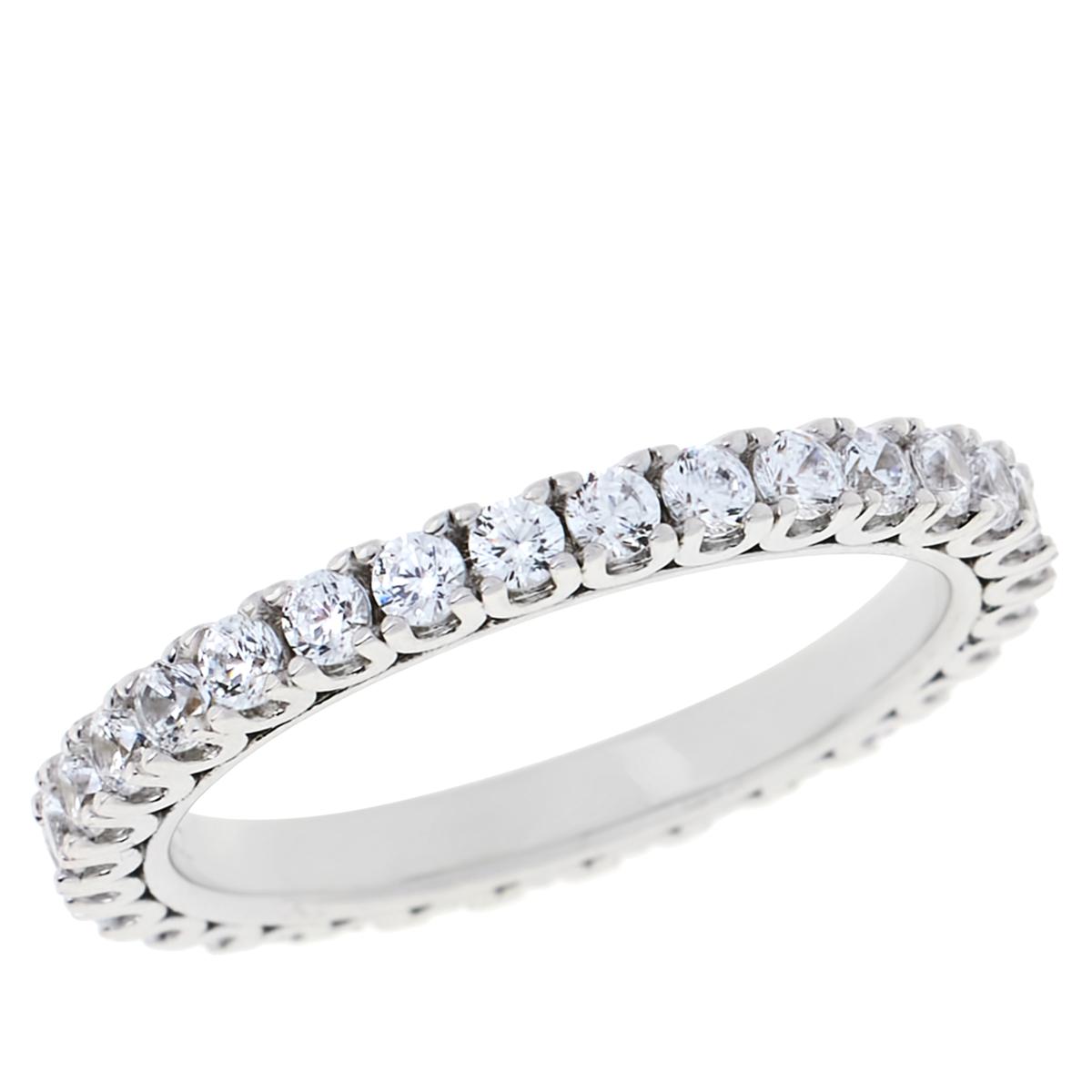 Absolute Sterling Silver Clear CZ Eternity Ring, Size 12