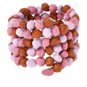 HSN Floreia  Seed Coil Pink Bead Bracelet