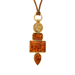 Amber Extraordinaire Sterling Silver Goldclad Honey Pendant with Satin Cord Necklace, 30"