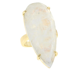 Connie Craig Carroll Goldtone Reid Moonstone Statement Ring, Size 7