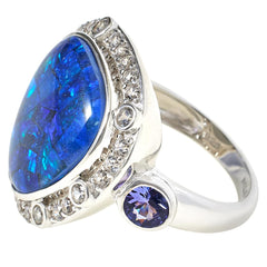 Colleen Lopez Sterling Silver Opal Triplet, Tanzanite & White Zircon Ring, Size 8