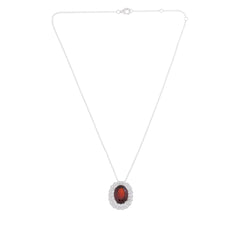 Colleen Lopez Sterling Silver Hessonite Garnet & White Zircon Pendant Necklace, 18"