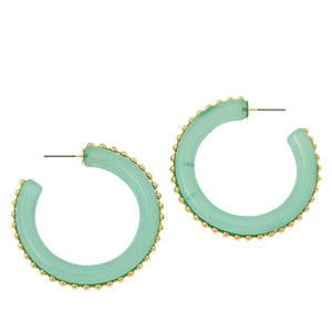 R.J. Graziano Splendid Style Studded Green Resin Hoop Earrings
