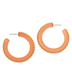 R.J. Graziano Splendid Style Studded Peach Resin Hoop Earrings