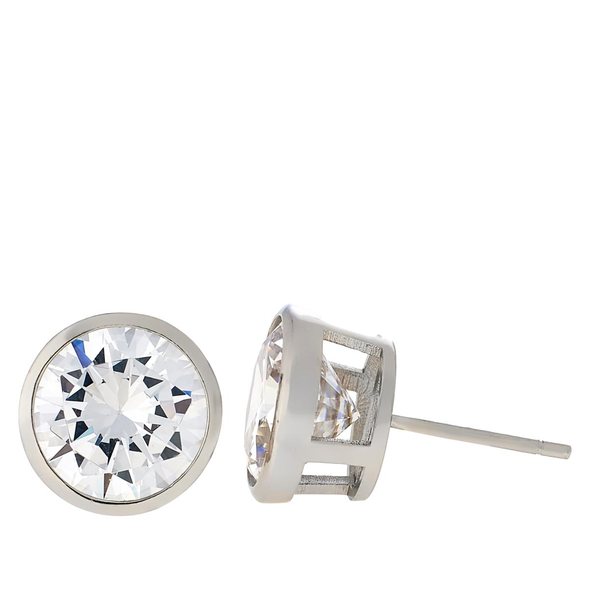 Absolute Sterling Silver 10MM Solitaire Round-cut Stud Earrings,