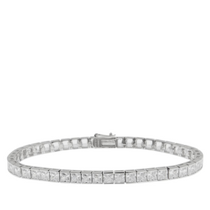 Absolute Sterling Silver Simulated Diamond Princess Cut Line Bracelet, 7-1/4"