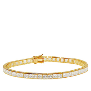 Absolute Sterling Silver Goldclad Simulated Diamond Princess Cut Line Bracelet, 8"